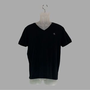 Express Men’s Black V-Neck T-Shirt with Embroidered Logo Short Sleeves Size S